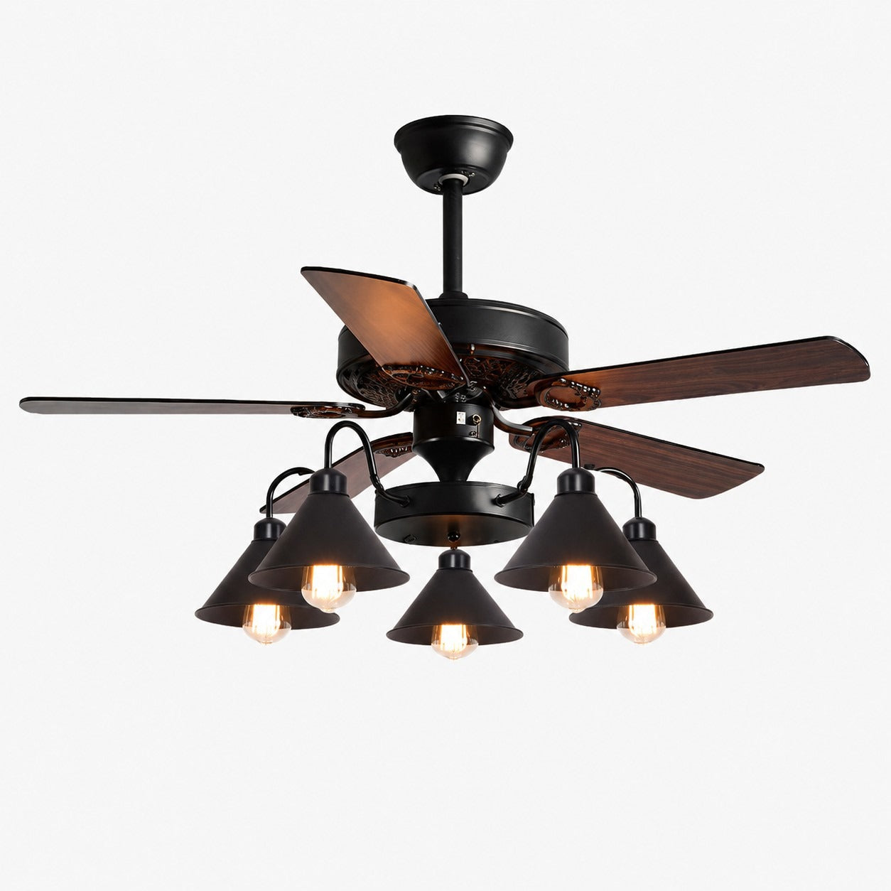 Style B wood blades five-light ceiling fan