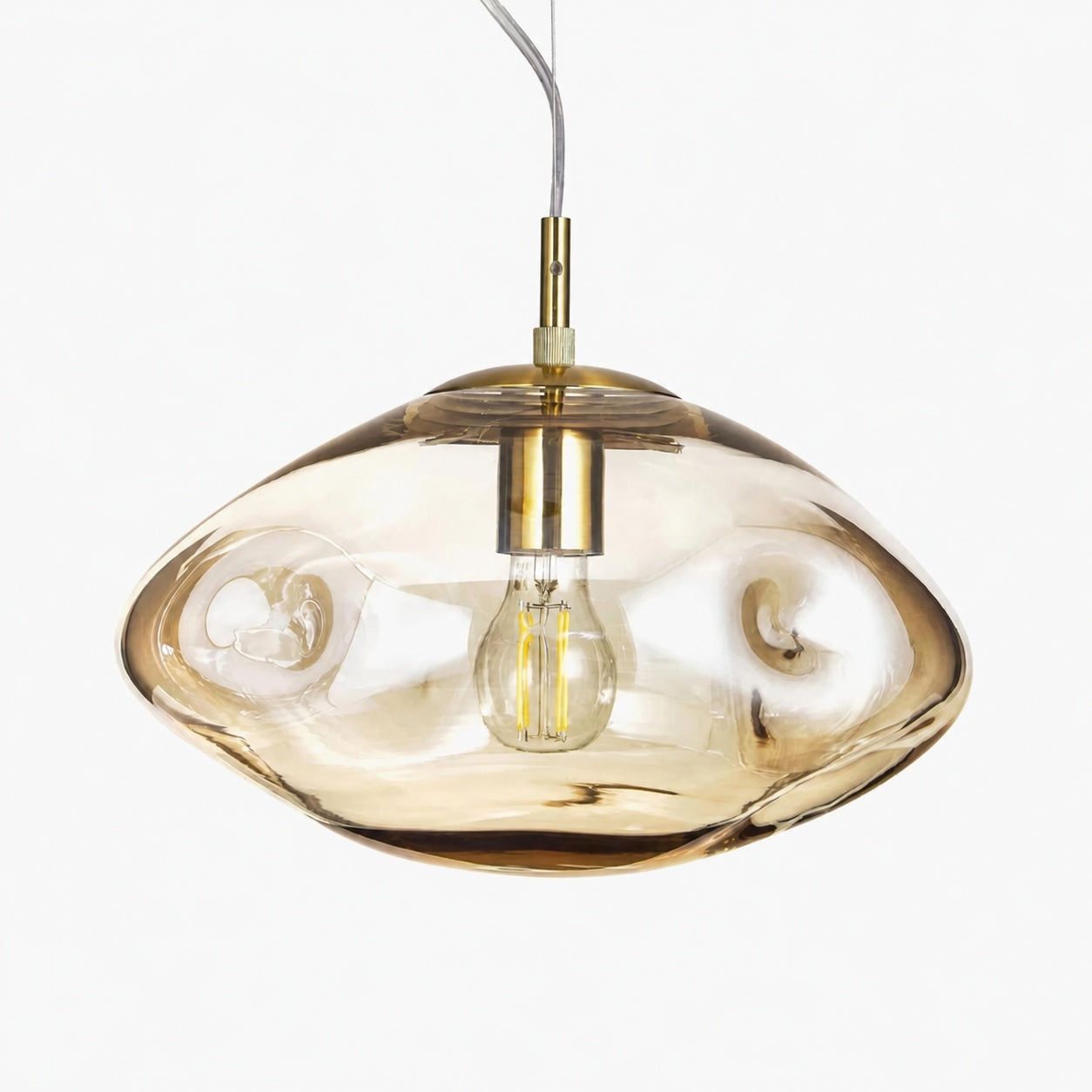 Glissora Soft Curved Glass Pendant Light - Hanging Pendant Glass and Metal for Dining and Kitchen Island