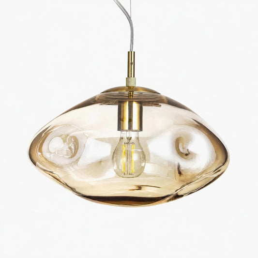 Glissora Soft Curved Glass Pendant Light - Hanging Pendant Glass and Metal for Dining and Kitchen Island