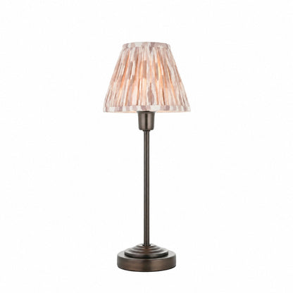Bronzuno Tischleuchte mit gemustertem Stoff – Ausführung in Messing oder Bronze, modern-bohemischer Stil, ideal für Nachttisch und Wohnzimmer