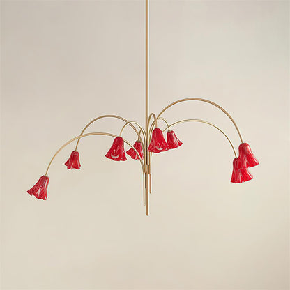 Bellina Sculptural Glass Lily Chandelier – Modern Romantic Pendant Light for High Ceilings