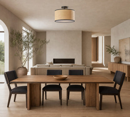 Dumora Drum Shade Ceiling Light - Natural Woven Paper Flush Mount