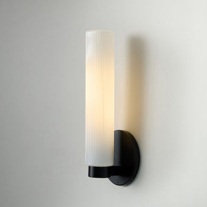 Rivora Fluted Glass Indoor Outdoor Sconce - Modern Wall Light for Home Decor