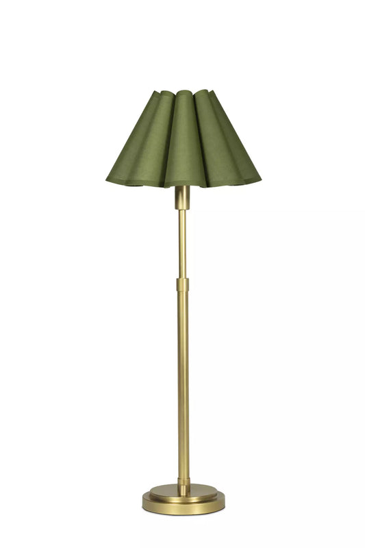 Modern Vintage Table Lamp - Scalloped Shade Capirise Light with Metal Base