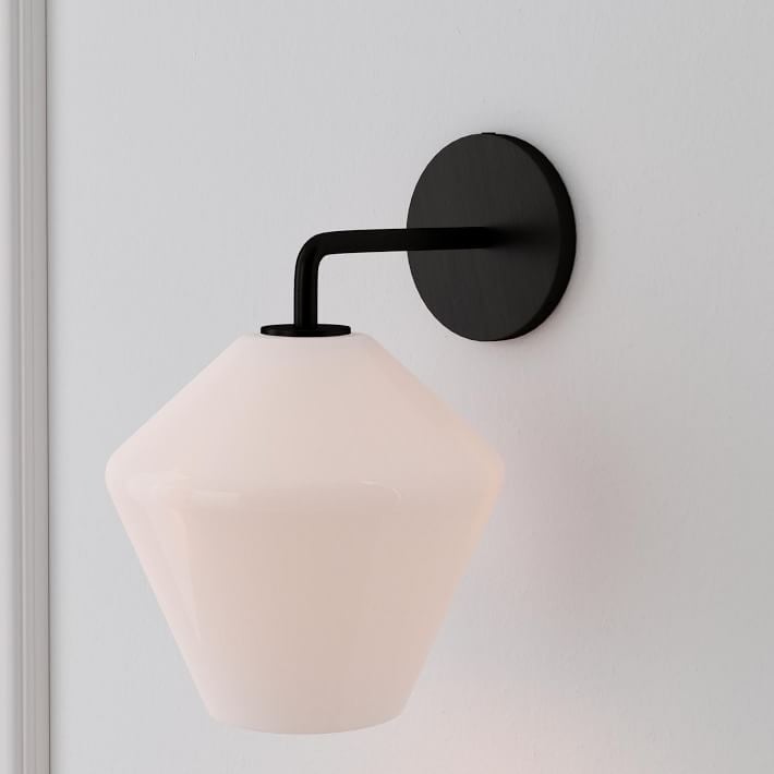 Merin Sculptural Milk Glass Geometric Wall Lamp