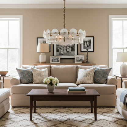 Lorenzo Halo Disc Vintage‑Modern Chandelier – Dining Room Statement Light