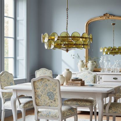 Lorenzo Halo Disc Vintage‑Modern Chandelier – Dining Room Statement Light