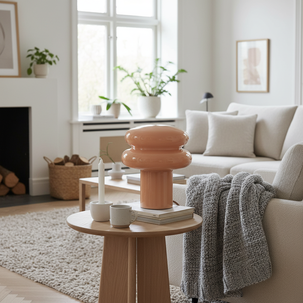 Soft Glow Opal Glass Table Lamp – Contemporary Mushroom Design for Cozy Spaces