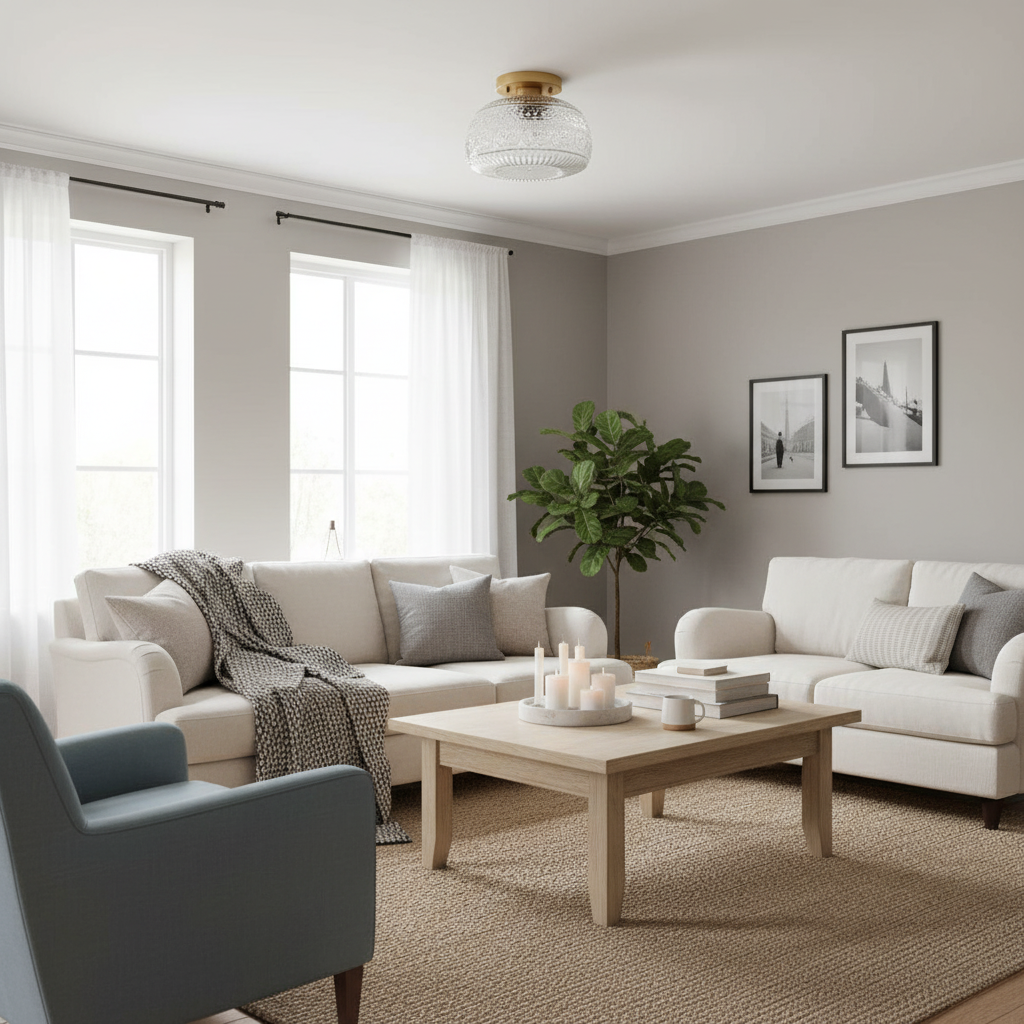 LumaVault Glass Dome Flush Mount Ceiling Light Retro Style for Living Room