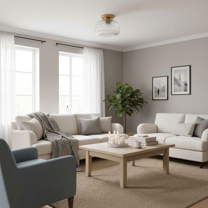 LumaVault Glass Dome Flush Mount Ceiling Light Retro Style for Living Room