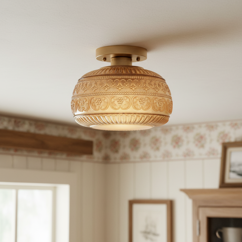 LumaVault Glass Dome Flush Mount Ceiling Light Retro Style for Living Room