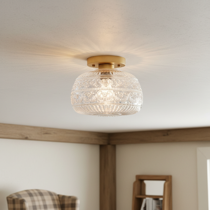 LumaVault Glass Dome Flush Mount Ceiling Light Retro Style for Living Room