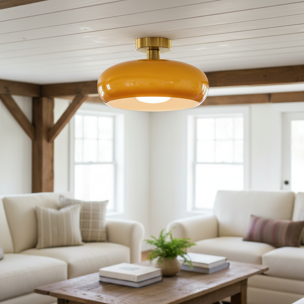 LumaDisc Disc-Shaped Glass Ceiling Lamp Bauhaus Style for Living & Dining Spaces