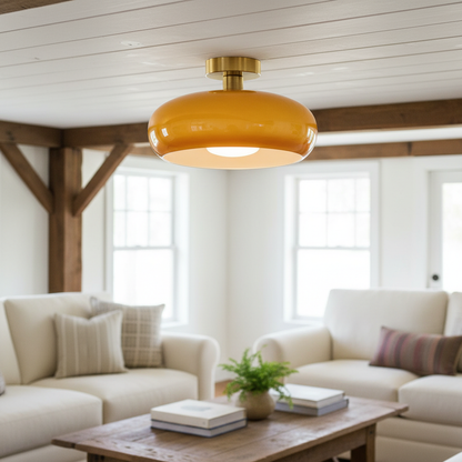 LumaDisc Disc-Shaped Glass Ceiling Lamp Bauhaus Style for Living & Dining Spaces