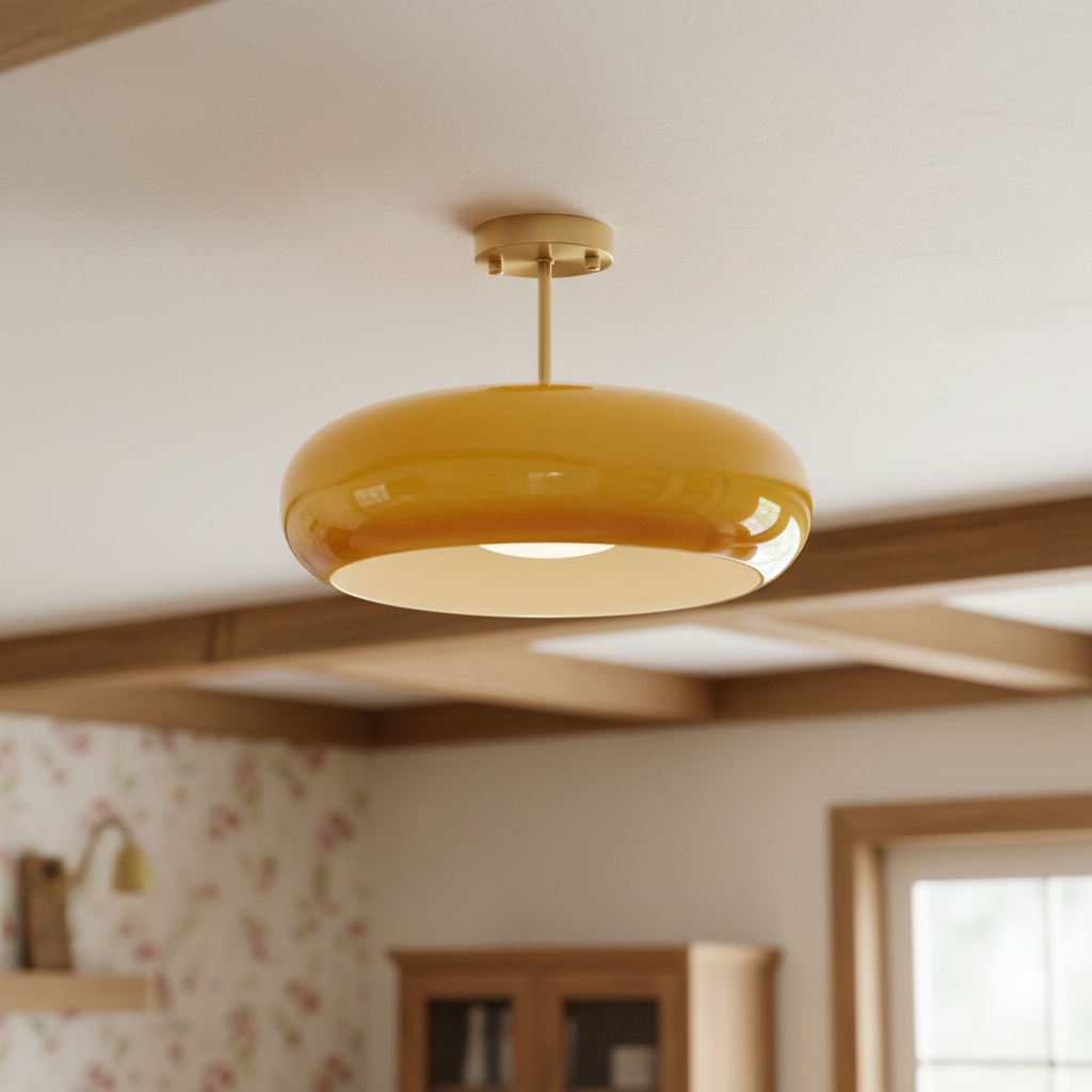 LumaDisc Disc-Shaped Glass Ceiling Lamp Bauhaus Style for Living & Dining Spaces