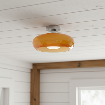 LumaDisc Disc-Shaped Glass Ceiling Lamp Bauhaus Style for Living & Dining Spaces