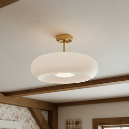 LumaDisc Disc-Shaped Glass Ceiling Lamp Bauhaus Style for Living & Dining Spaces