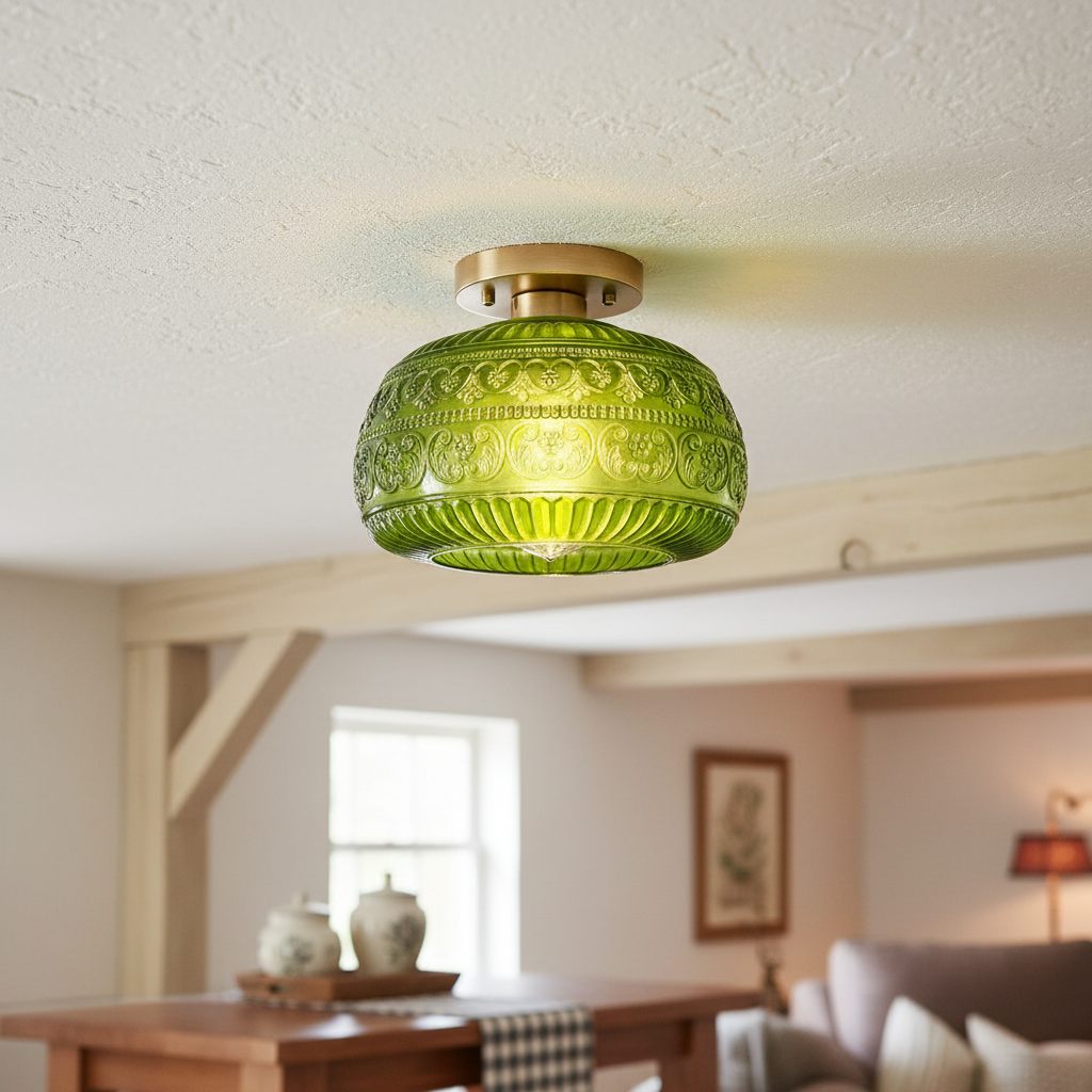 LumaVault Glass Dome Flush Mount Ceiling Light Retro Style for Living Room