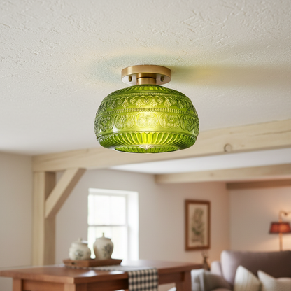 LumaVault Glass Dome Flush Mount Ceiling Light Retro Style for Living Room