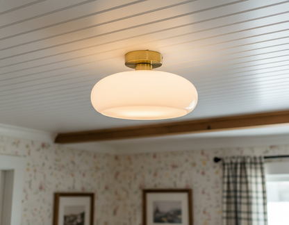 LumaDisc Disc-Shaped Glass Ceiling Lamp Bauhaus Style for Living & Dining Spaces