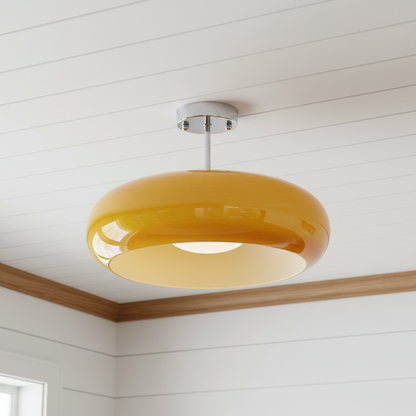 LumaDisc Disc-Shaped Glass Ceiling Lamp Bauhaus Style for Living & Dining Spaces