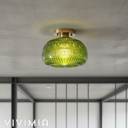 LumaVault Glass Dome Flush Mount Ceiling Light Retro Style for Living Room