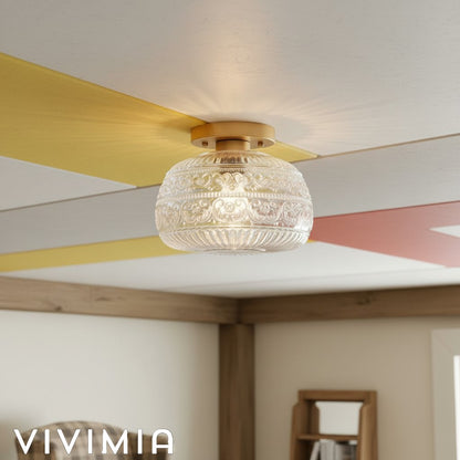 LumaVault Glass Dome Flush Mount Ceiling Light Retro Style for Living Room