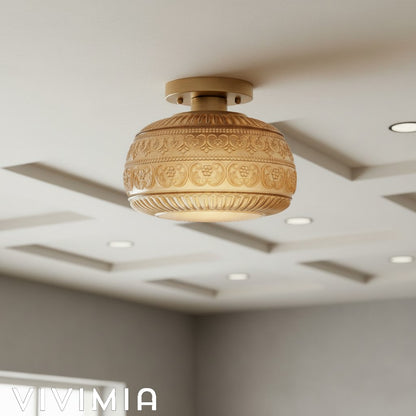 LumaVault Glass Dome Flush Mount Ceiling Light Retro Style for Living Room