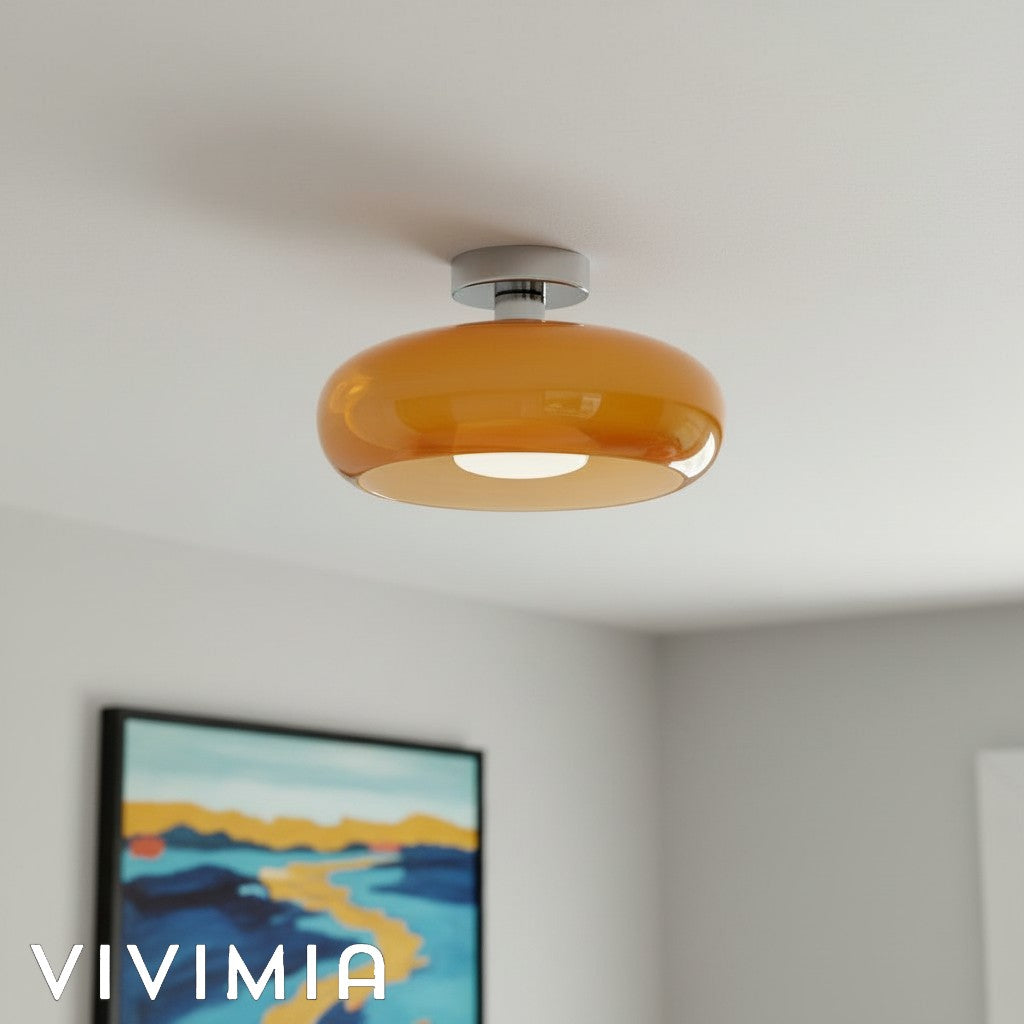 LumaDisc Disc-Shaped Glass Ceiling Lamp Bauhaus Style for Living