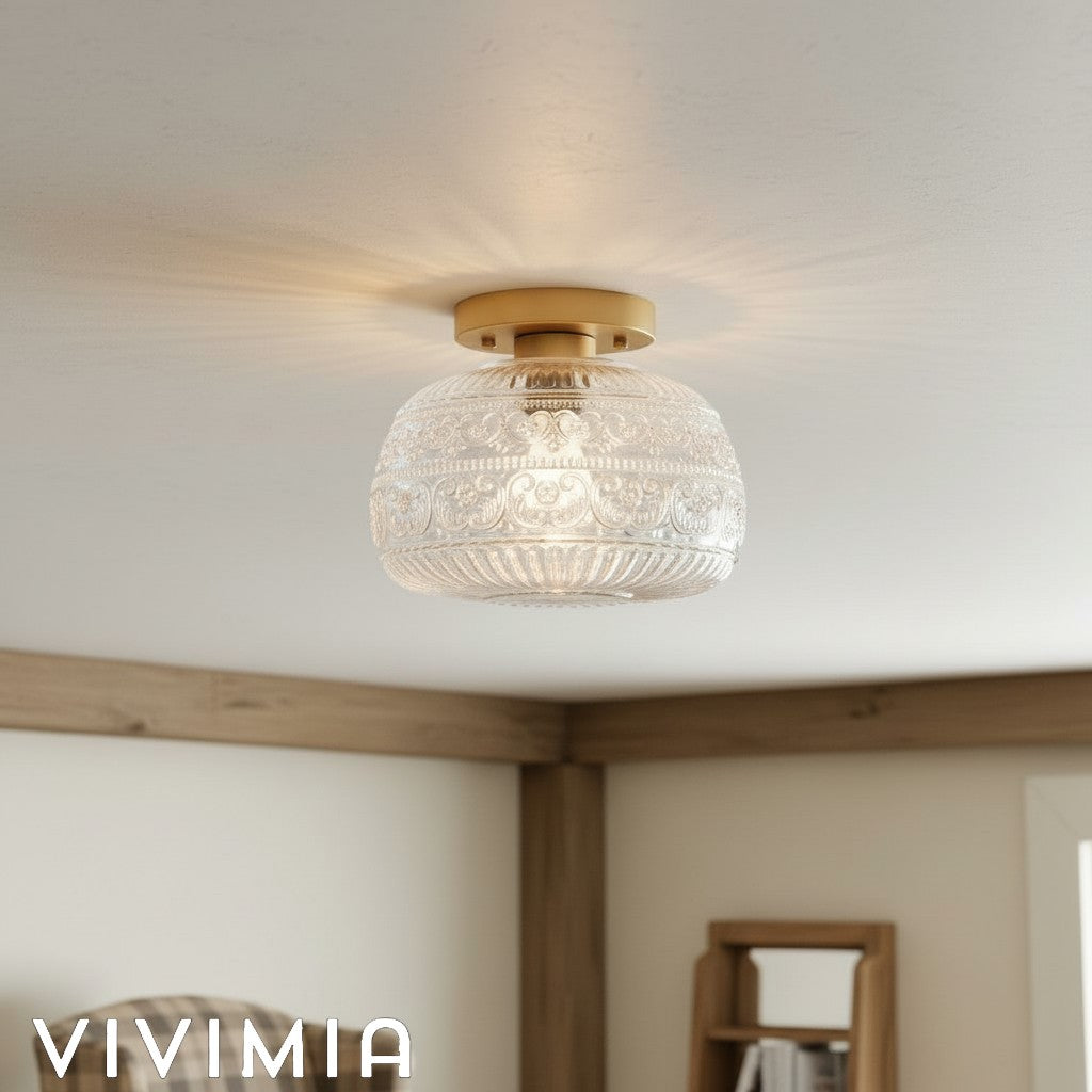 LumaVault Glass Dome Flush Mount Ceiling Light Retro Style for Living Room