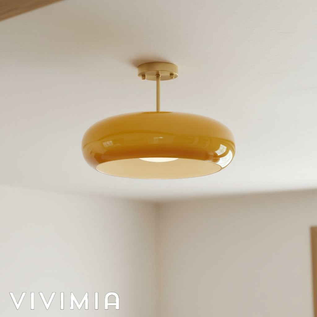 LumaDisc Disc-Shaped Glass Ceiling Lamp Bauhaus Style for Living