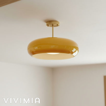 LumaDisc Disc-Shaped Glass Ceiling Lamp Bauhaus Style for Living & Dining Spaces