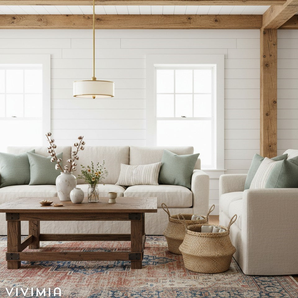 Forvara Farmhouse Drum Pendant – Rustic Metal Light for Kitchen & Dining