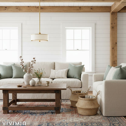 Forvara Farmhouse Drum Pendant – Rustic Metal Light for Kitchen & Dining