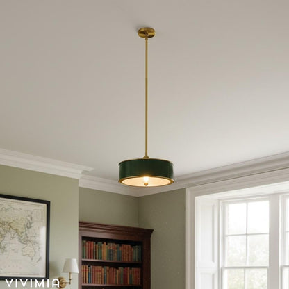 Forvara Farmhouse Drum Pendant – Rustic Metal Light for Kitchen & Dining