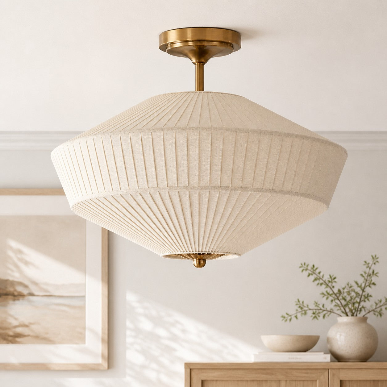 Elumina Silk Semi-Flush Mount – Moderne Deckenleuchte aus Stoff