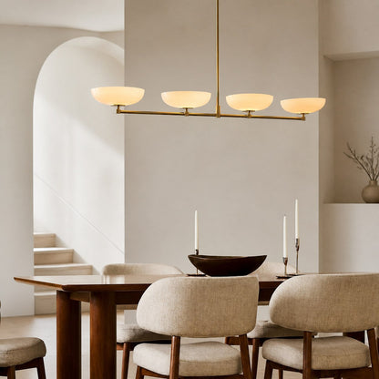 Vega Glas-Kronleuchter im Mid-Century-Modern-Stil mit Glasschirmen für Esszimmer und Kücheninsel