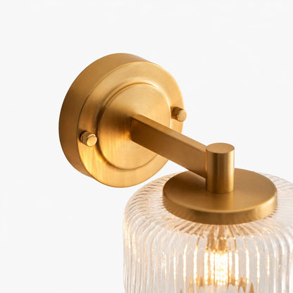 Canovus Wandleuchte mit geripptem Glasschirm – Elegante Messing-Wandleuchte für die Wohnzimmerbeleuchtung