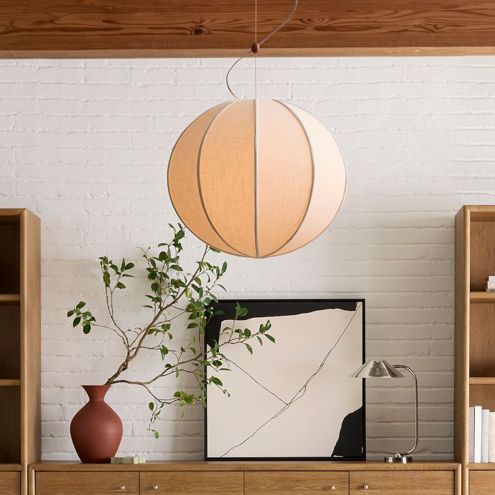 Alvian Pendant Light - Linen Shade with Adjustable Height for Cozy Dining
