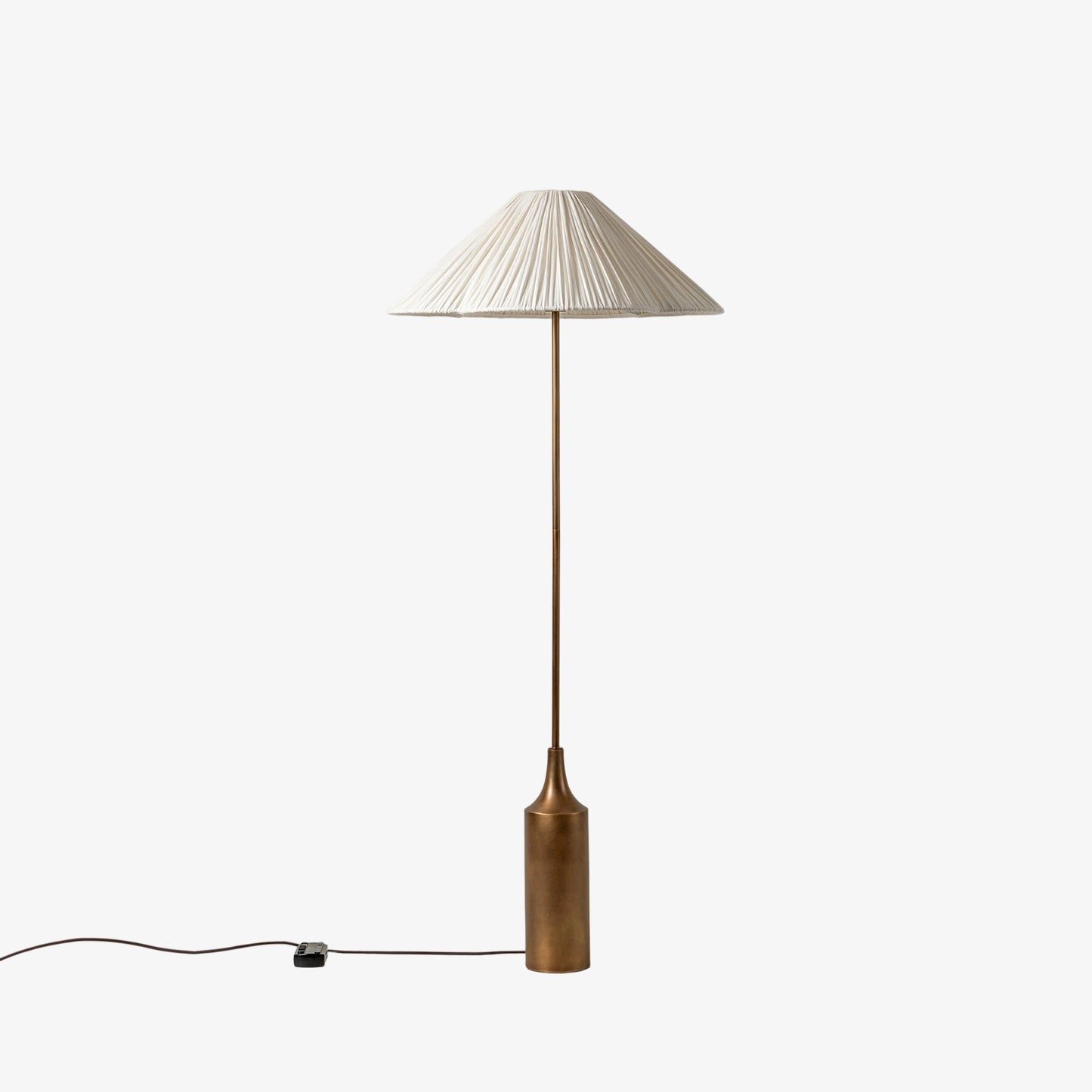 Lindi - aged brass and linen scalloped floor lamp