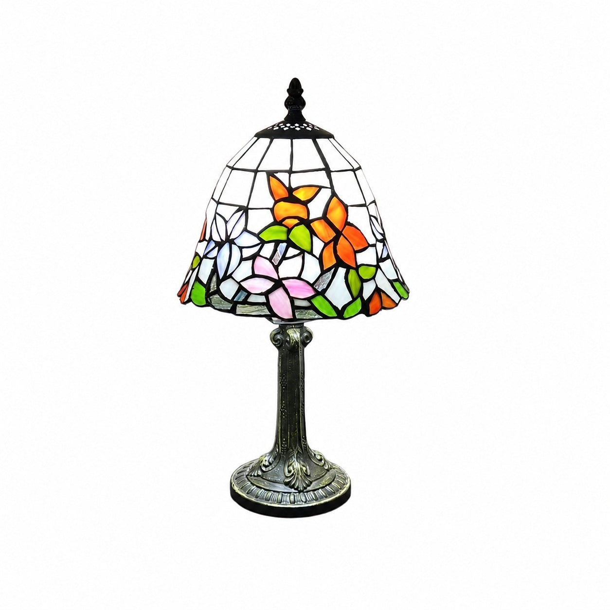 Virelle Traditional Tiffany Table Lamp – Colorful Stained Glass Dome Desk Light for Bedroom