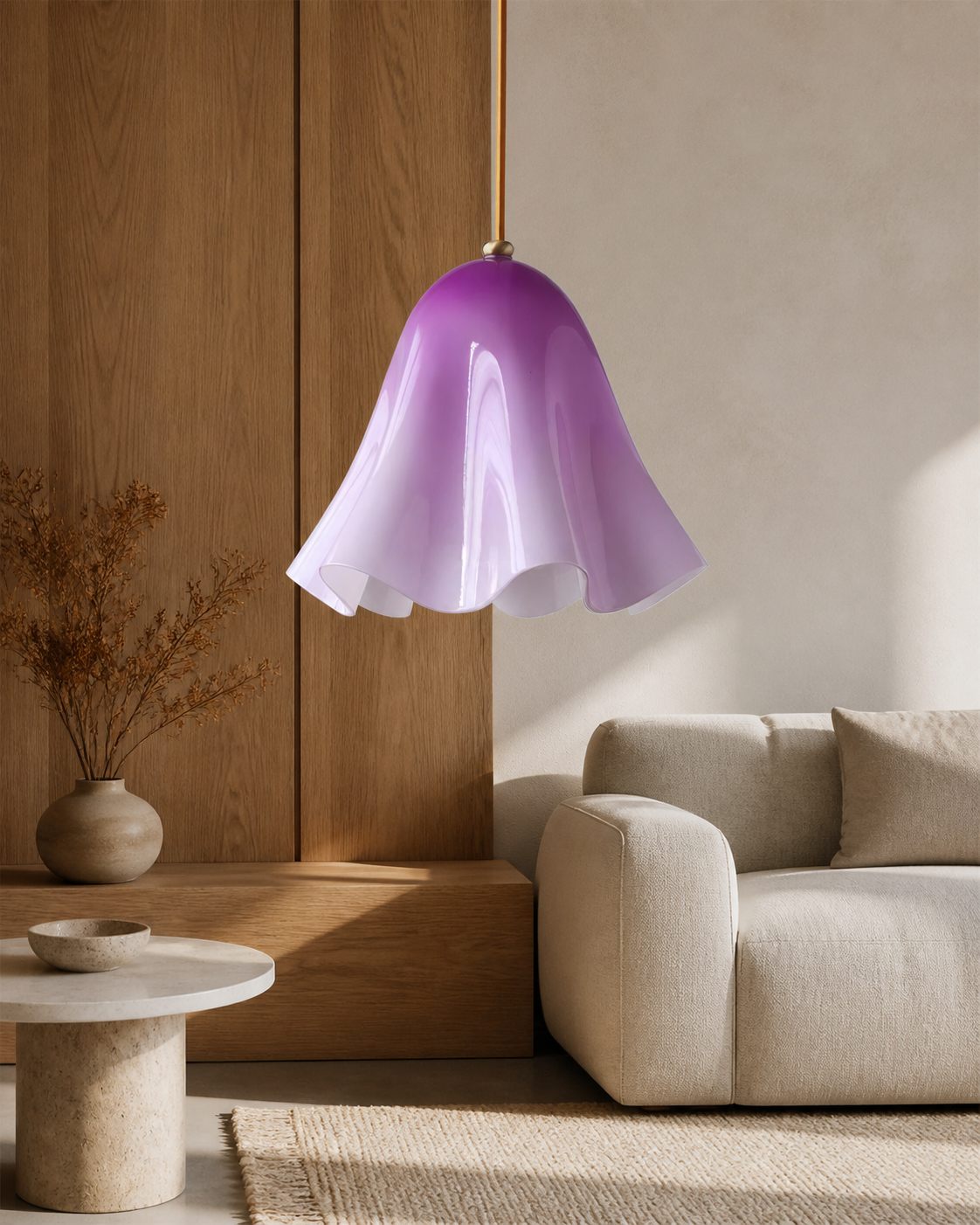Bellina Artistic Glass Pendant Light - Modern Bloom Inspired Hanging Ceiling Lamp