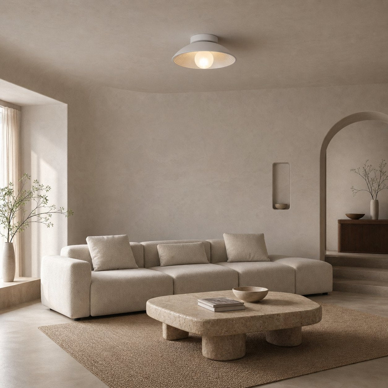 Ovalune Organic Textured Ceiling Light Sculptural Design Flush Mount - Modern Style for Living Room