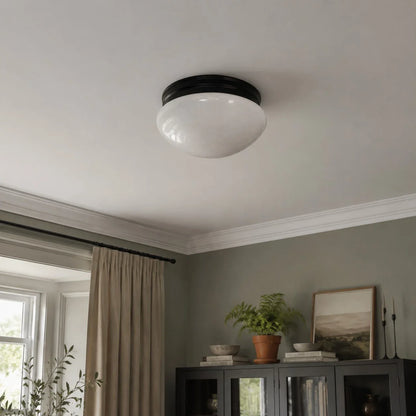 Opal glass flush mount shown at real ceiling scale