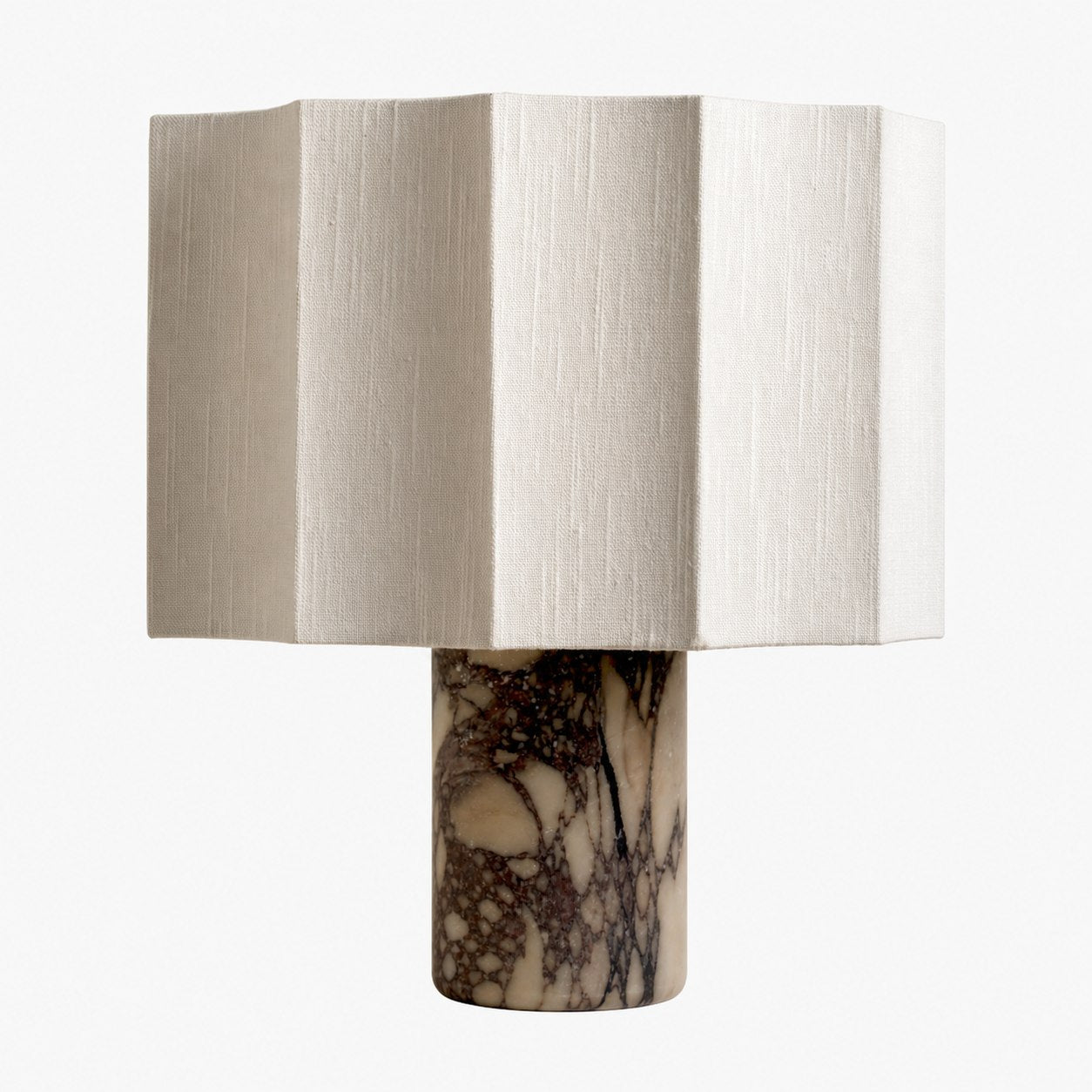 Cavilon Table Lamp with Fan-Shaped Linen Shade - Stone Finishes Suitable for Living Rooms