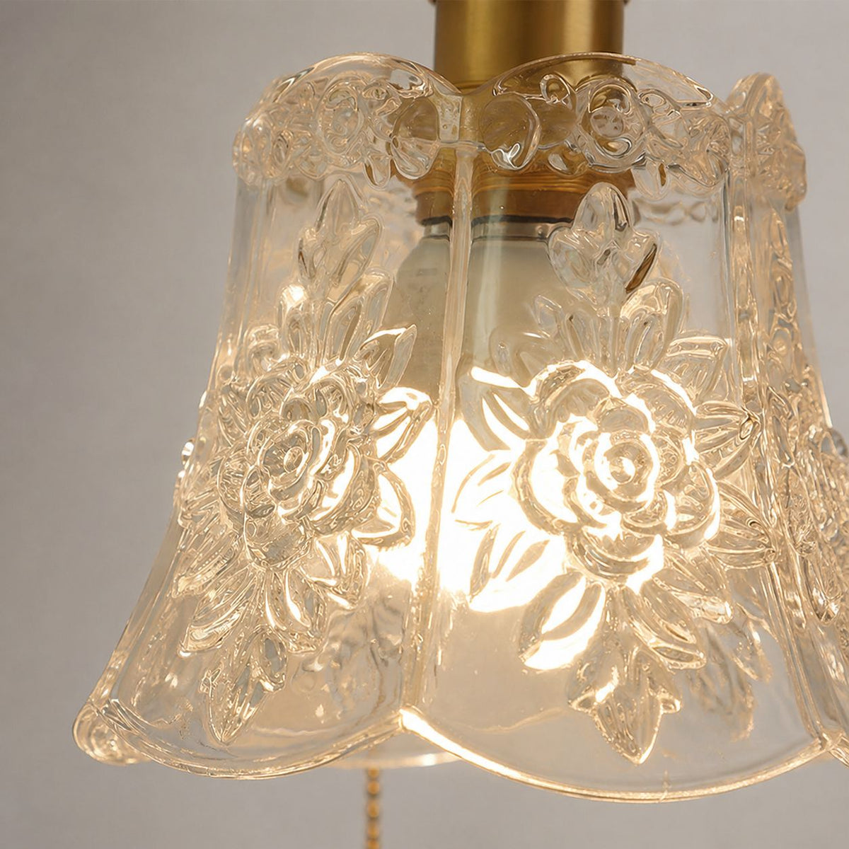 Traditional Japanese Brass Walnut Glass Ceramic Cylinder Conic Flower Bowl 1-Light Pendant Light For Dining Room