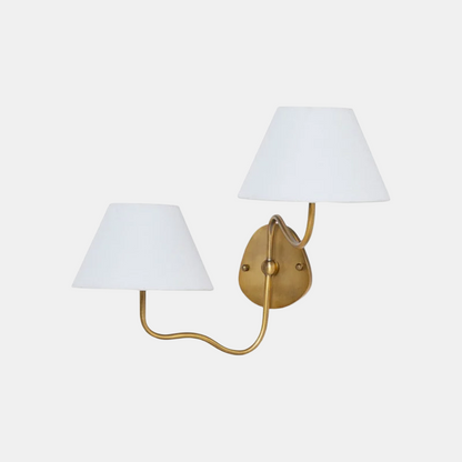 Kulo Fabric Wall Light – Modern Double Arm Linen Wall Sconce for Living Room