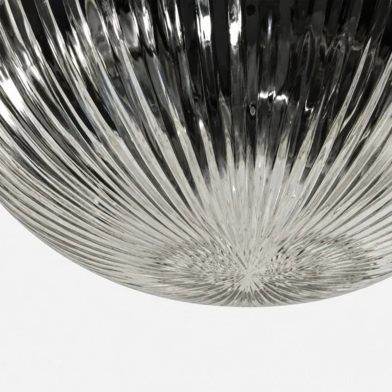 Bottom detail of ribbed clear glass shade