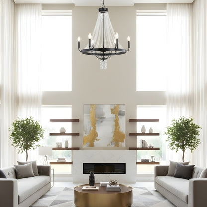 Crystallis Modern Metal Structure Crystal Chandelier - Luxury Lighting for Living Room