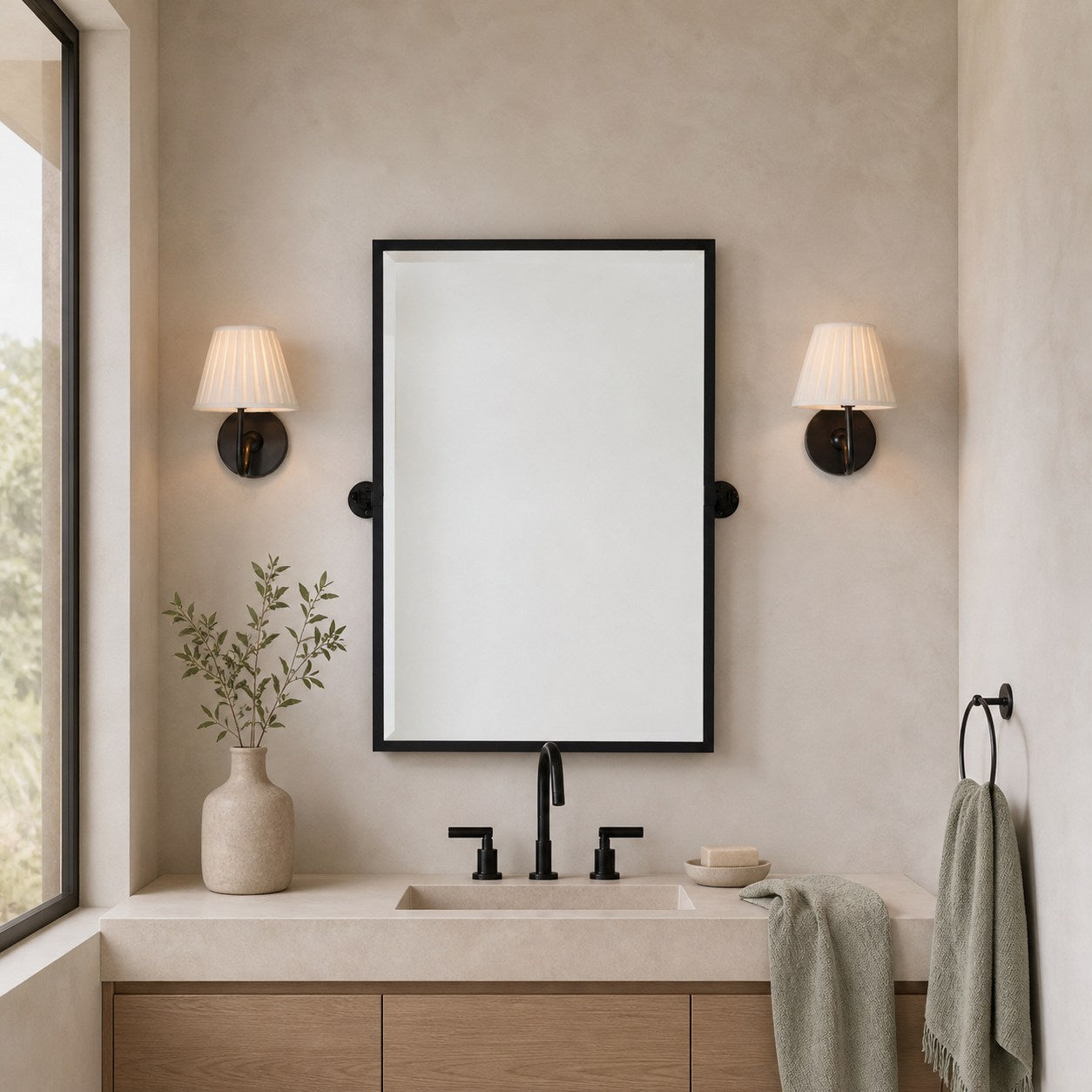 Luvora Gefalteter Leinenlampenschirm Wandlampe Vintage Modern für Schlafzimmer und Flur